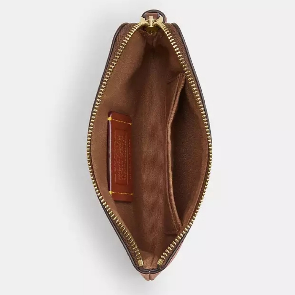 Coach Corner Zip Wristlet In Signature Canvas With Halloween Print (Gold/Tan Mul - Picture 5 of 6
